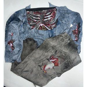 3D Zombie Halloween Costume Boys Size 8 10 Shirt Pants Gray Blue New